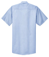 Men's Short Sleeve Striped Industrial Work Shirt White / Blue Small