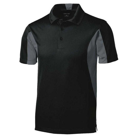 Men's Side Blocked Micropique Sport - Wick Polo Black/ Iron Grey Small Polos/Knits