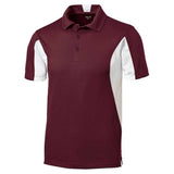 Men's Side Blocked Micropique Sport - Wick Polo Maroon/ White Small Polos/Knits