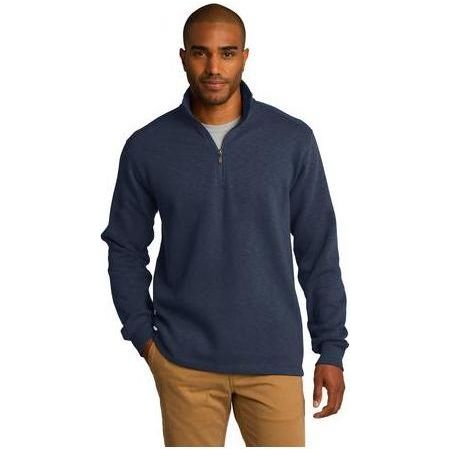 Mens Slub Fleece 1/4 - Zip Pullover 2X - Large Navy