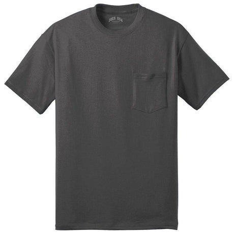Mens Tall 50/50 Cotton/Poly T-Shirt with Pocket Charcoal Large Tall Short Sleeve T-Shirts