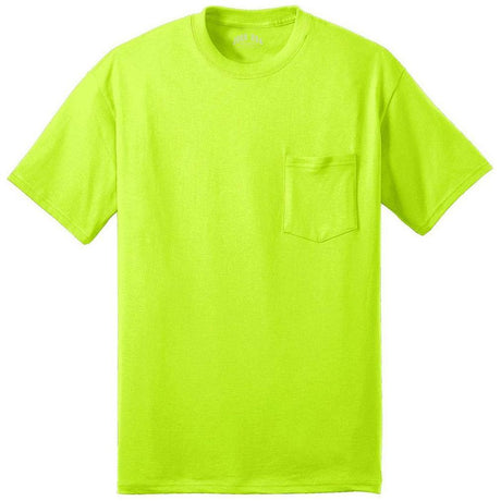 Mens Tall 50/50 Cotton/Poly T-Shirt with Pocket Safety Green Large Tall Short Sleeve T-Shirts