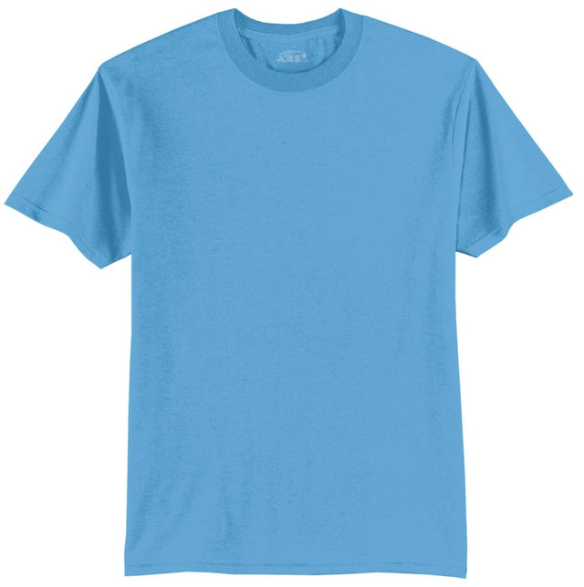 Mens Tall 50/50 Cotton/Poly T-Shirts Large Tall Aquatic Blue Short Sleeve T-Shirts