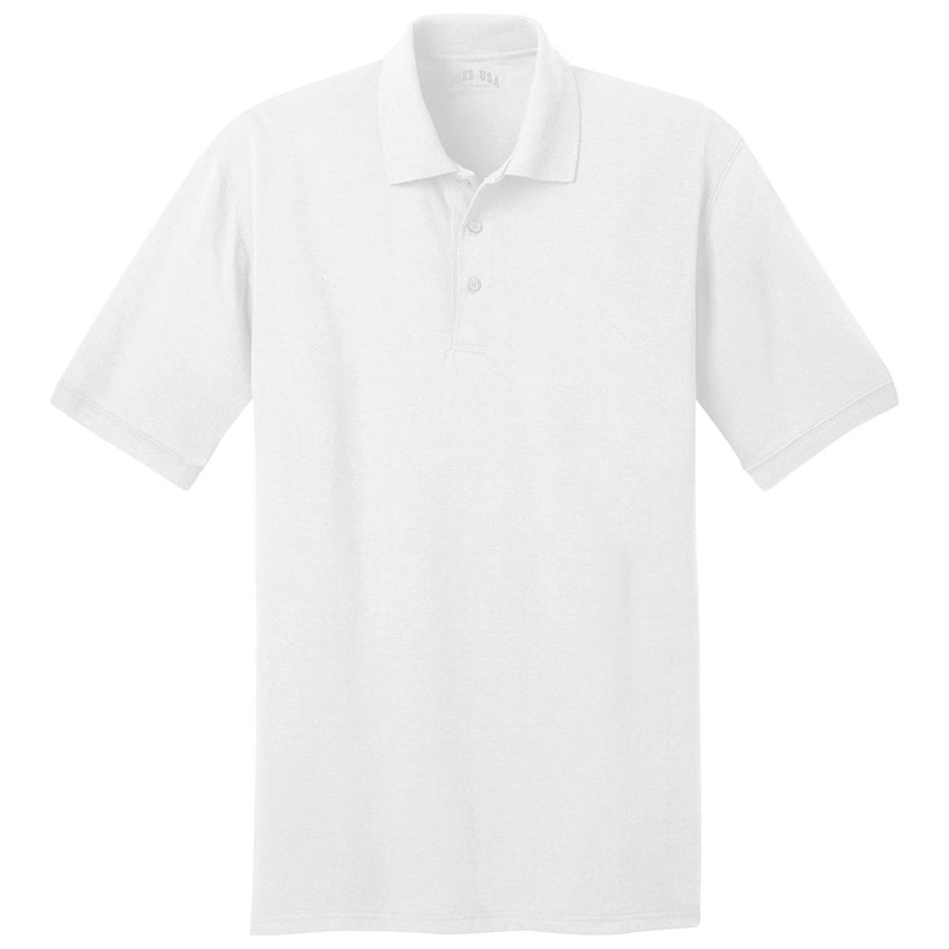 Men's Tall 5.5 - Ounce Jersey Knit Polo White Large Tall Polos/Knits