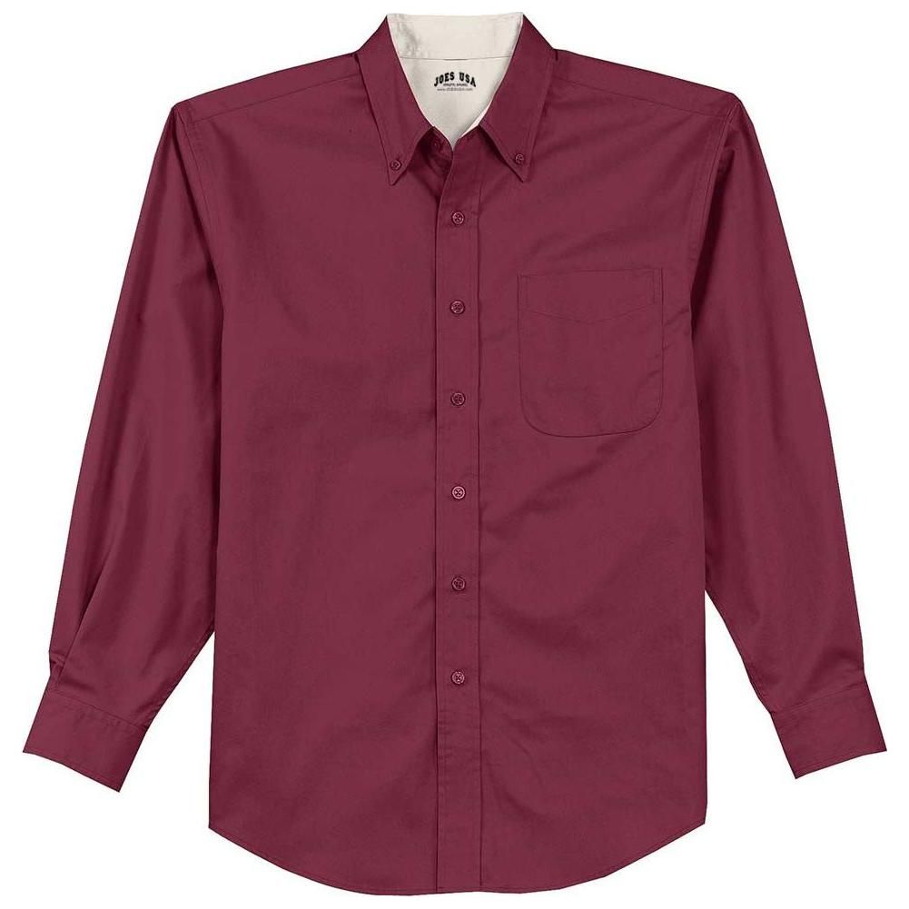 Joe's USA Men's Tall Long Sleeve Button Up Dress Shirt Burgundy/ Light Stone / 3X-Large Tall Joe's USA Men's Tall Long Sleeve Button Up Dress Shirt Burgundy/ Light Stone / 3X-Large Tall