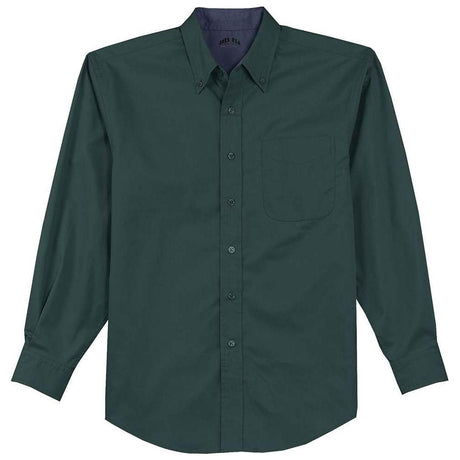Men's Tall Long Sleeve Easy Care Shirt Dark Green/ Navy Large Tall