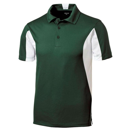 Men's Tall Side Blocked Micropique Sport - Wick Polo Forest Green / White Large Tall Polos/Knits