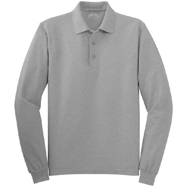 Mens Tall Silk Touch Long Sleeve Polo Large Tall Cool Grey Polos/Knits