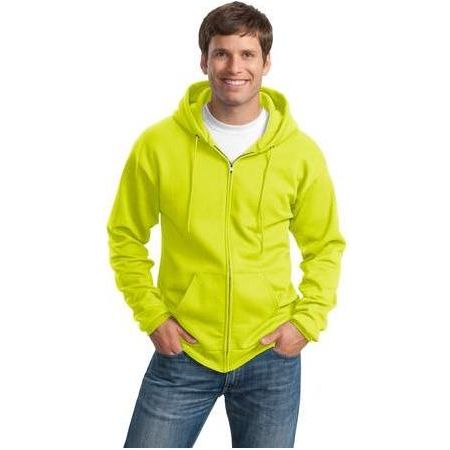 Mens Ultimate Full - Zip Hooded Sweatshirt Small Safety Green Zip Hoodies