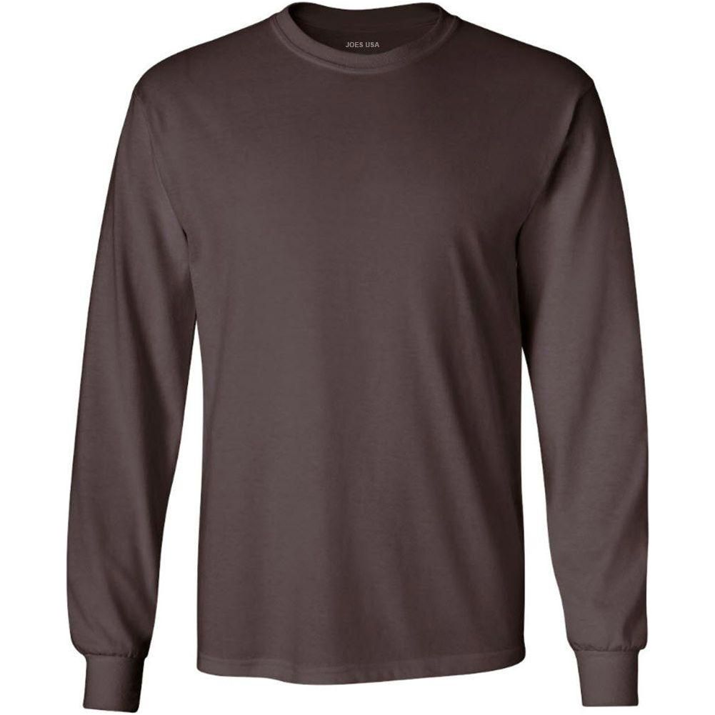 Mens Ultra Cotton 100% Cotton Long Sleeve T-Shirt Dark Chocolate Brown Small Long Sleeve T-Shirts