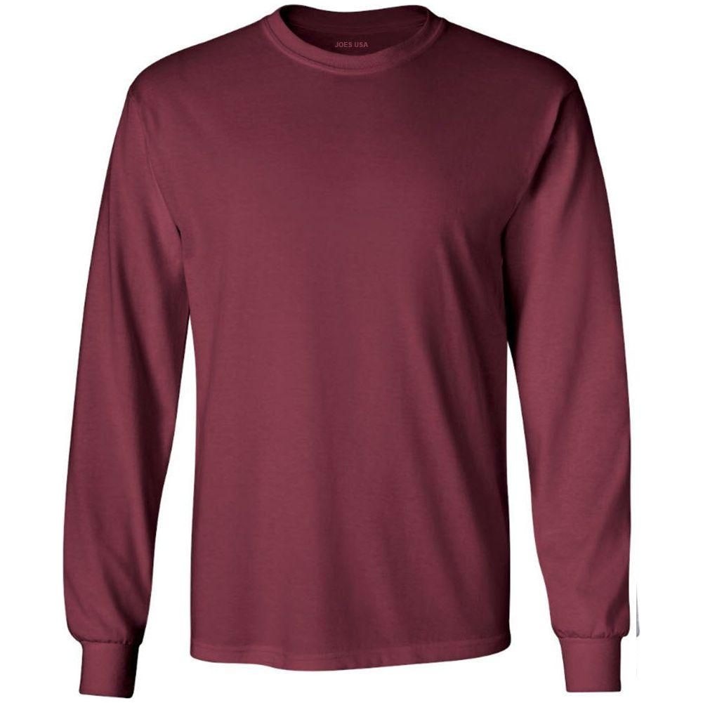Mens Ultra Cotton 100% Cotton Long Sleeve T-Shirt Maroon Small Long Sleeve T-Shirts