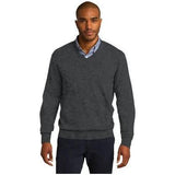 Men's V - Neck Sweater Charcoal Heather Grey Large
