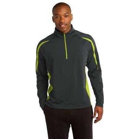 Mens Wick Stretch 1/2 - Zip Colorblock Pullover Black/ Charcoal Grey X - Small
