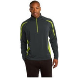 Mens Wick Stretch 1/2 - Zip Colorblock Pullover Charcoal Grey/ Charge Green Large