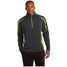 Mens Wick Stretch 1/2 - Zip Colorblock Pullover Charcoal Grey/ Charge Green X - Small