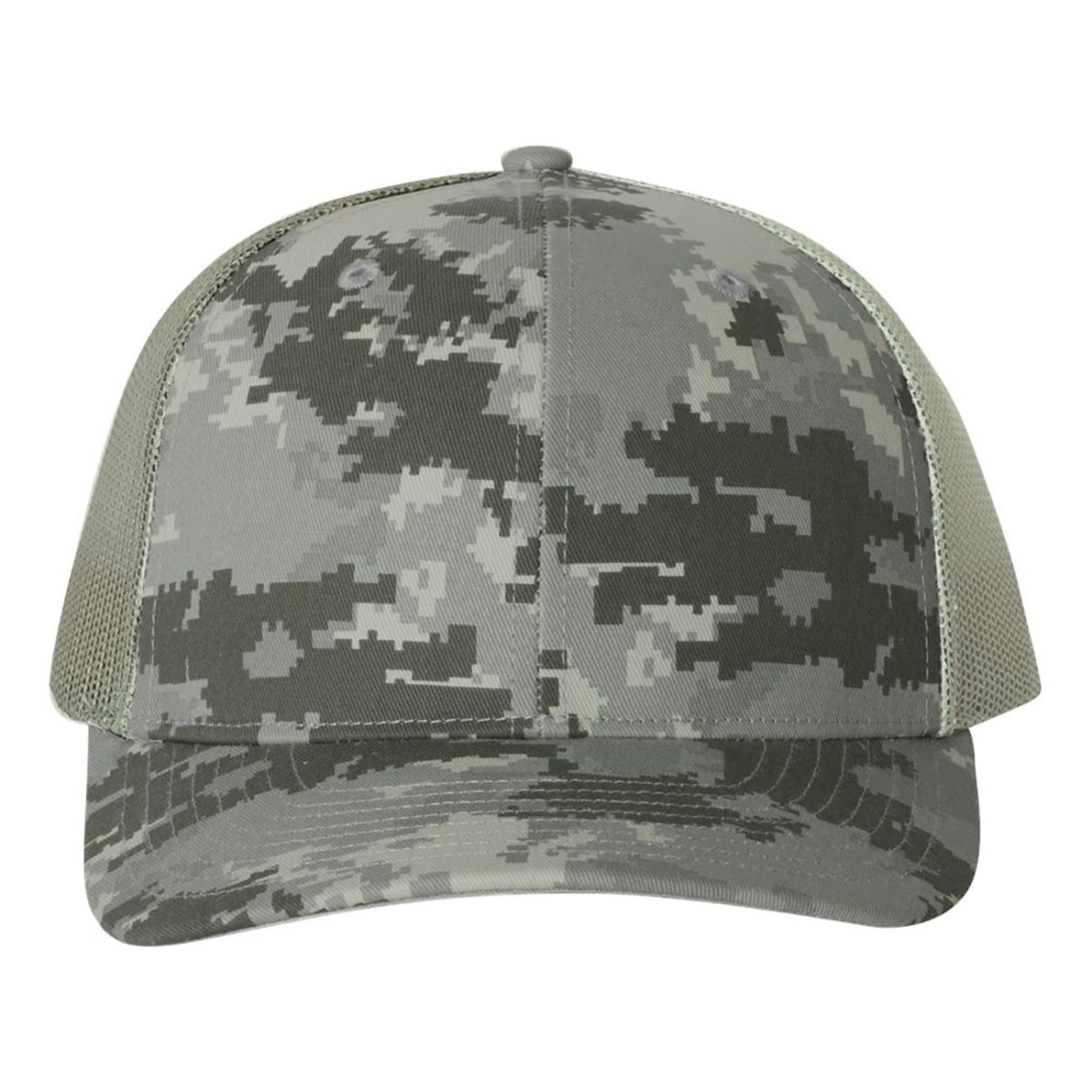 Richardson Printed Trucker Cap - Richardson 112P Caps Richardson Military Digital Camo/ Light Green Adjustable