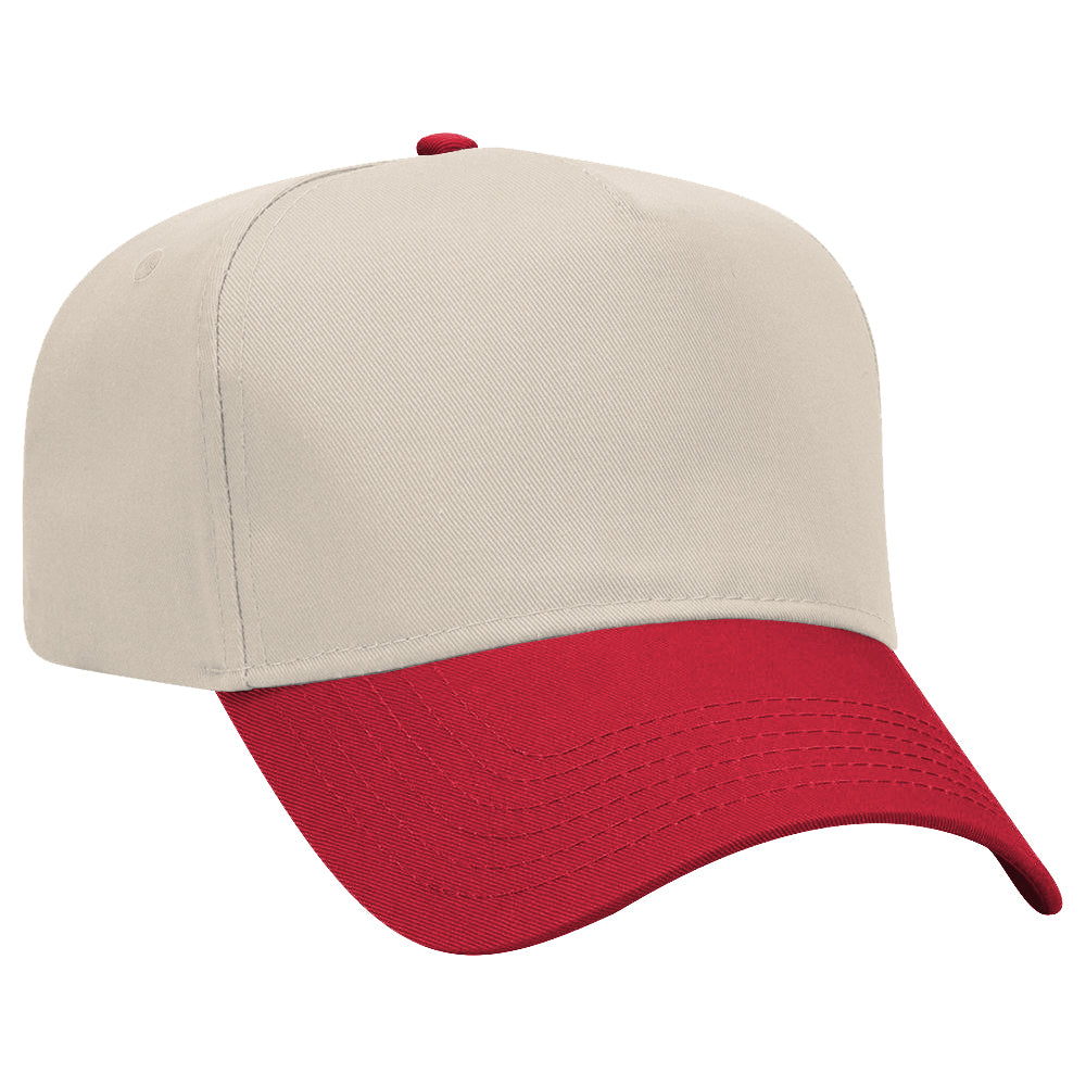 Joe's USA 5 Panel, Mid Profile Baseball Cap Caps Joe's USA Red / Natural