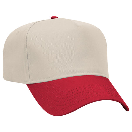 Joe's USA 5 Panel, Mid Profile Baseball Cap Caps Joe's USA Red / Natural