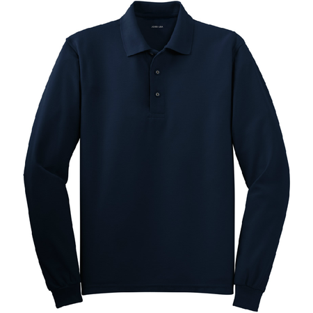 Mens Long Sleeve Silk Touch Polo Joe's USA X-Small Navy