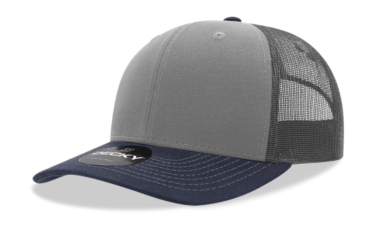 Decky 6 Panel Mid Profile Structured Cotton Blend Trucker | Decky 6021
