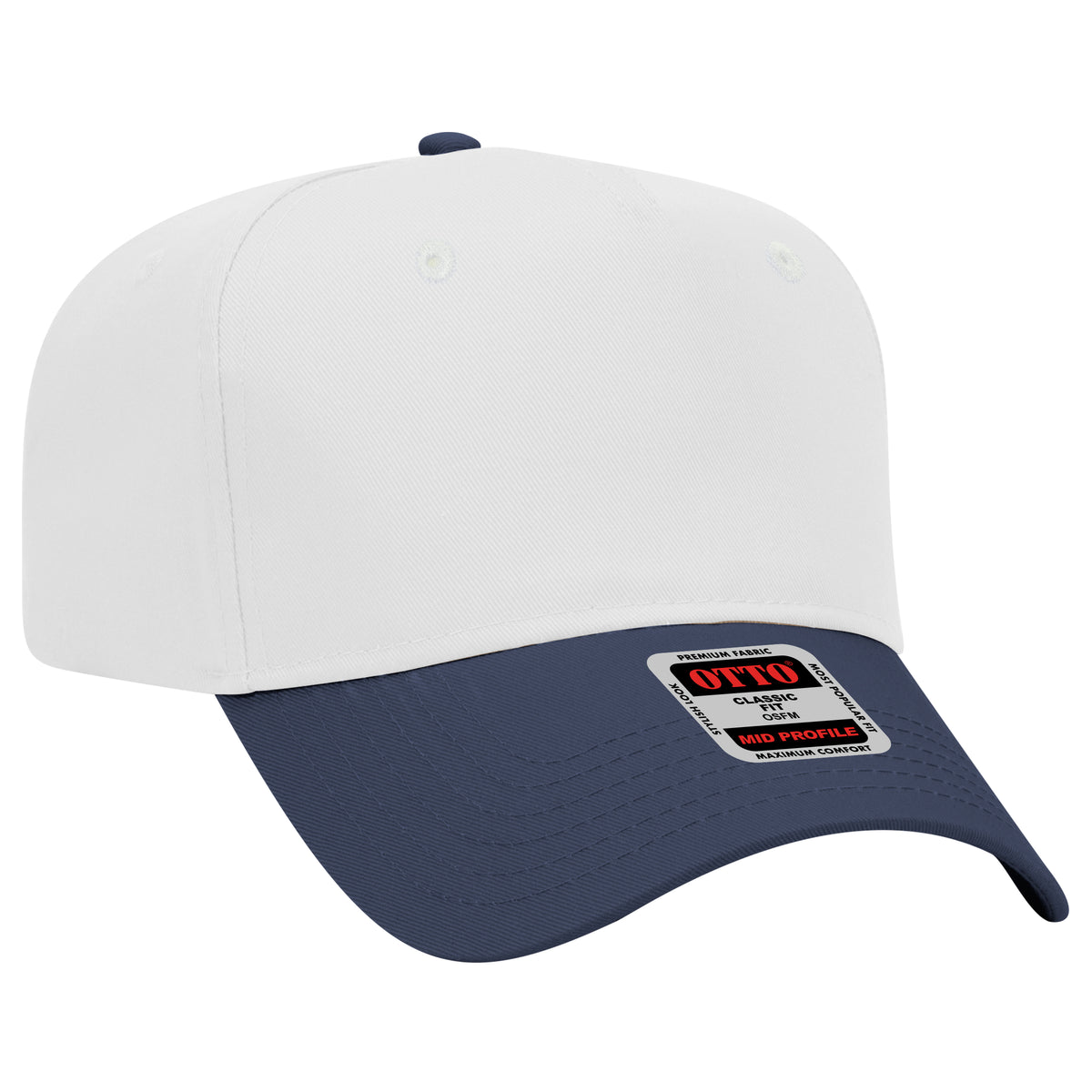 Otto Cap 31-069 - 5 Panel, Mid Profile Baseball Cap Caps OTTO CAP Navy / White