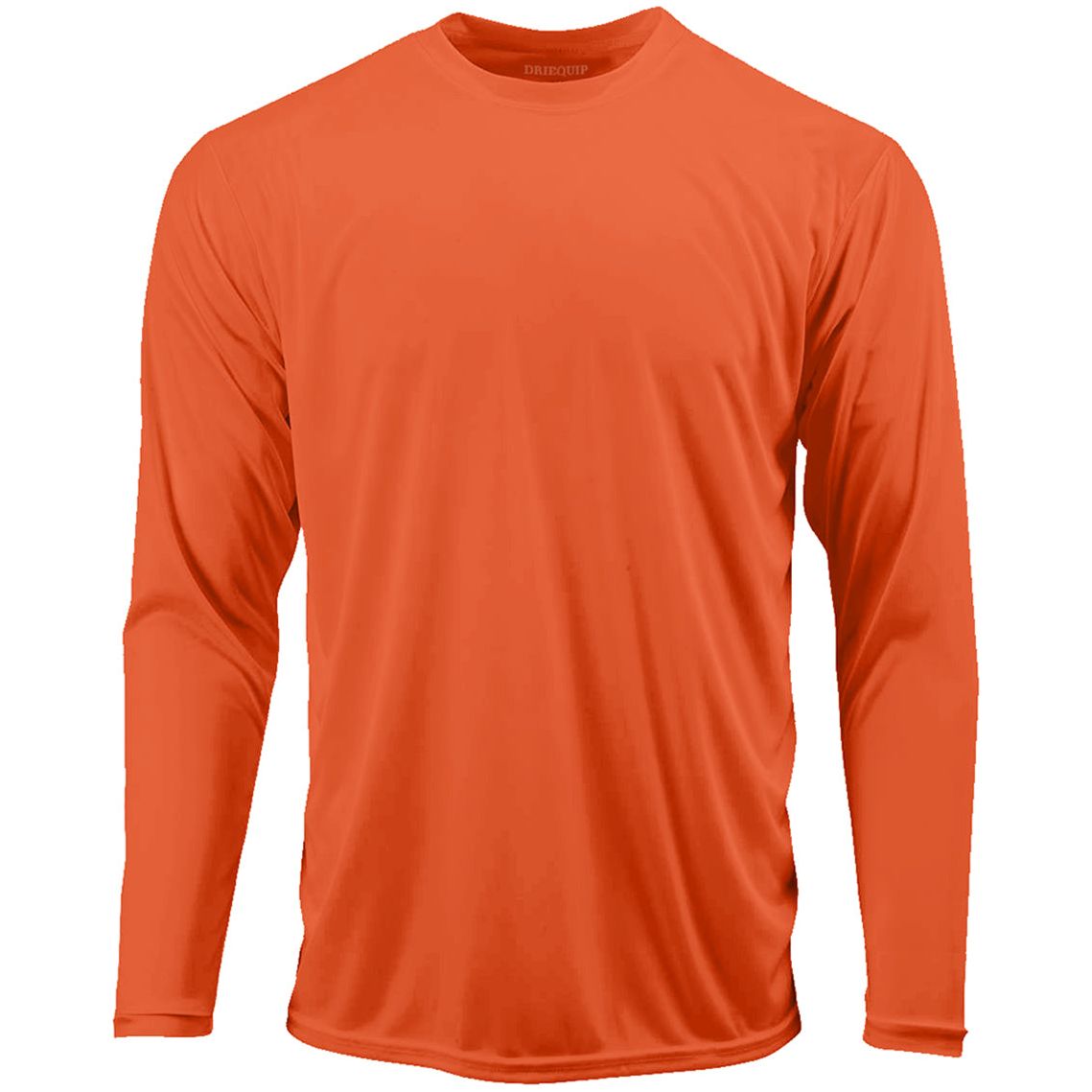 Mens Long Sleeve Moisture Wicking Athletic Shirts in Mens Sizes XS-4XL Activewear DRI-EQUIP Neon Orange