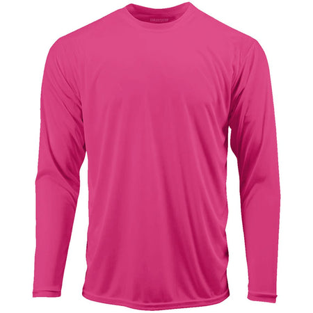 Mens Long Sleeve Moisture Wicking Athletic Shirts in Mens Sizes XS-4XL Activewear DRI-EQUIP Neon Pink