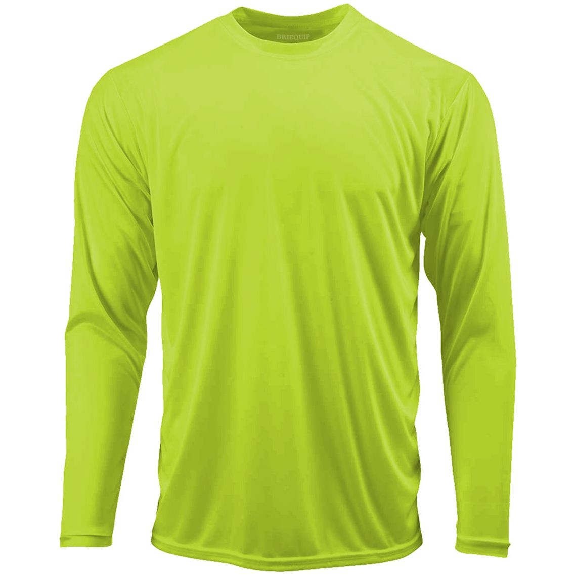 Mens Long Sleeve Moisture Wicking Athletic Shirts in Mens Sizes XS-4XL Activewear DRI-EQUIP Neon Yellow