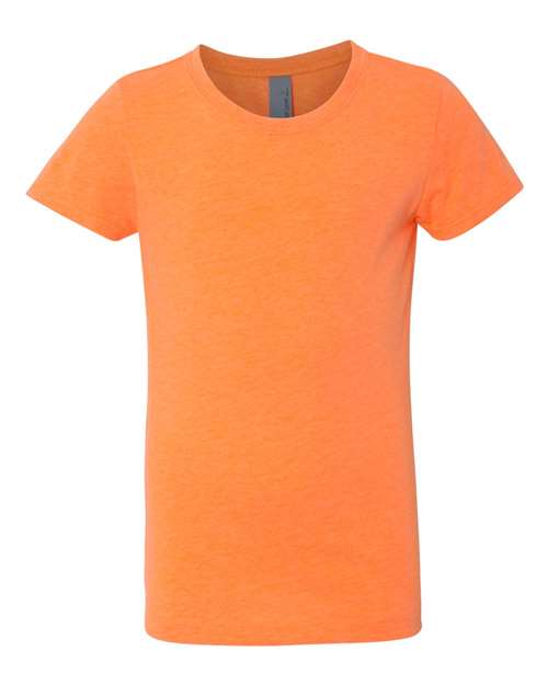 Next Level Girls’ CVC Princess T-Shirt - Next Level 3712 Neon Heather Orange S Short Sleeve T-Shirts