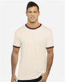 Next Level Unisex Cotton Ringer T-Shirt - Next Level 3604 Natural/ Maroon XS Short Sleeve T-Shirts