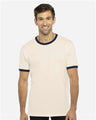 Next Level Unisex Cotton Ringer T-Shirt - Next Level 3604 Natural/ Midnight Navy XS Short Sleeve T-Shirts