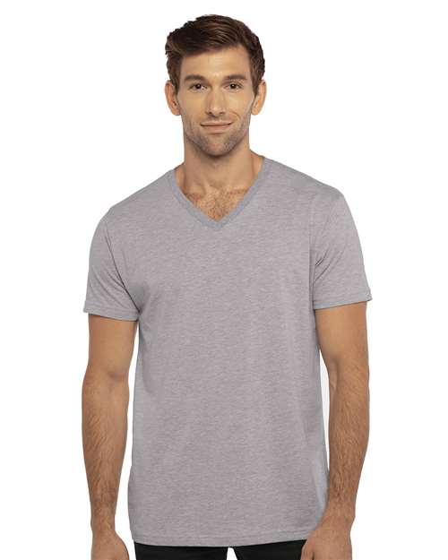 Next Level Unisex Cotton V - Neck T-Shirt - Next Level 3200 Heather Grey XS Short Sleeve T-Shirts