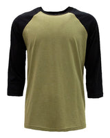 Next Level Unisex CVC Three - Quarter Sleeve Raglan T-Shirt - Next Level 6251 Black/ Olive XS Short Sleeve T-Shirts