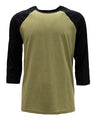 Next Level Unisex CVC Three - Quarter Sleeve Raglan T-Shirt - Next Level 6251 Black/ Olive XS Short Sleeve T-Shirts