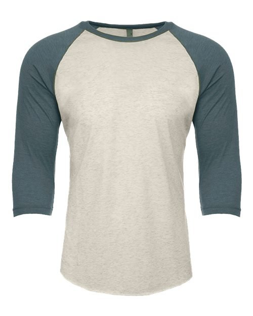 Next Level Unisex CVC Three - Quarter Sleeve Raglan T-Shirt - Next Level 6251 Indigo/ Silk S Short Sleeve T-Shirts