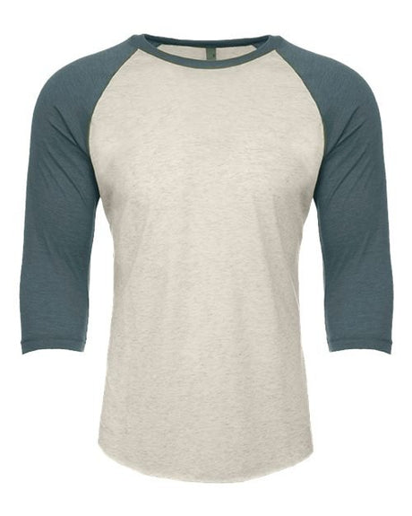 Next Level Unisex CVC Three - Quarter Sleeve Raglan T-Shirt - Next Level 6251 Indigo/ Silk S Short Sleeve T-Shirts