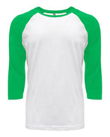 Next Level Unisex CVC Three - Quarter Sleeve Raglan T-Shirt - Next Level 6251 Kelly Green Sleeves/ White Body XS Short Sleeve T-Shirts
