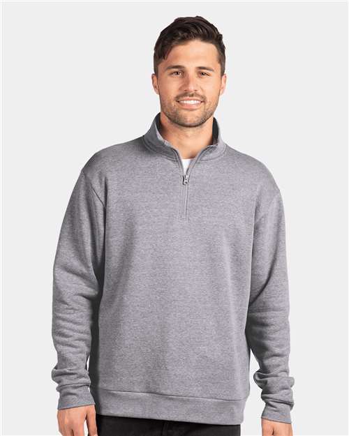 Next Level Unisex Fleece Quarter - Zip Pullover - Next Level 9643 Heather Grey XS
