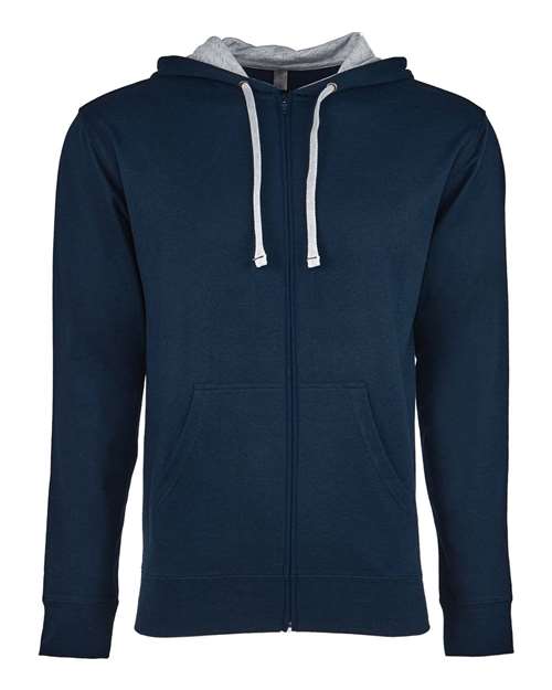 Next Level Unisex Laguna Full - Zip Hoodie Sweatshirt - Next Level 9601 Midnight Navy/ Heather Grey XS Zip Hoodies
