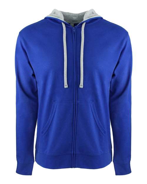 Next Level Unisex Laguna Full - Zip Hoodie Sweatshirt - Next Level 9601 Royal/ Heather Grey XS Zip Hoodies