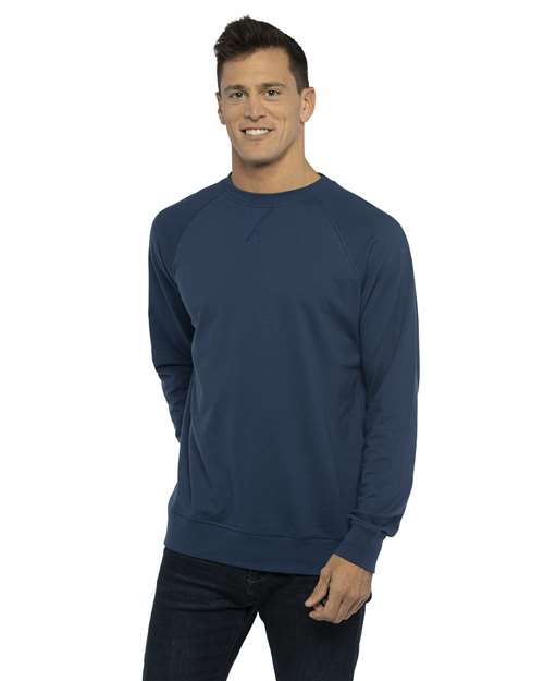 Next Level Unisex Laguna Raglan Crewneck Sweatshirt - Next Level 9000 Cool Blue XS Crewneck Sweatshirts
