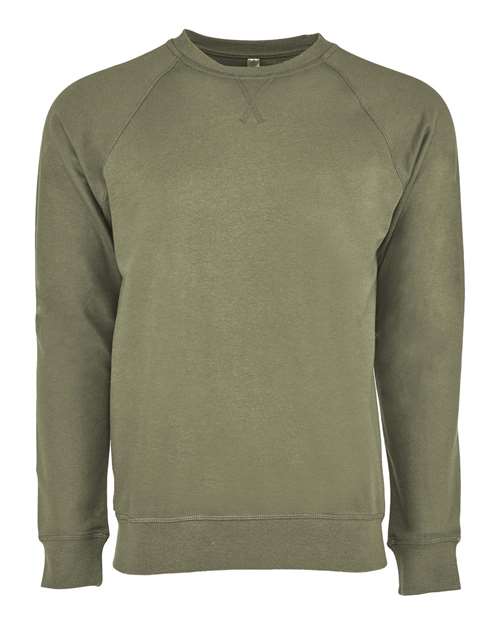 Next Level Unisex Laguna Raglan Crewneck Sweatshirt - Next Level 9000 Military Green XS Crewneck Sweatshirts