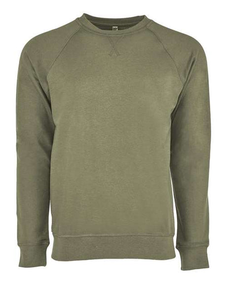 Next Level Unisex Laguna Raglan Crewneck Sweatshirt - Next Level 9000 Military Green XS Crewneck Sweatshirts