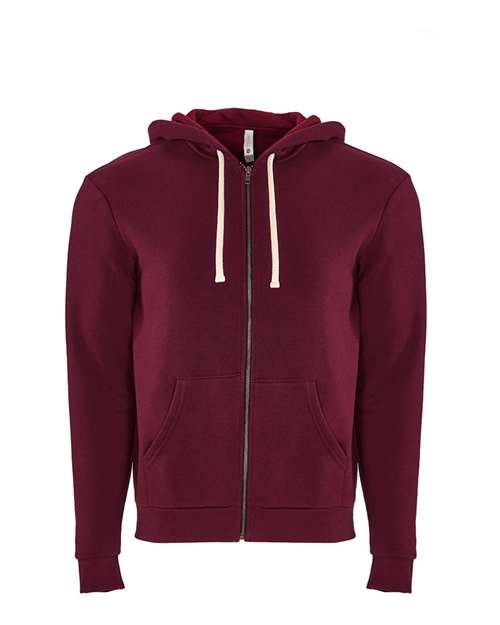 Next Level Unisex Santa Barbara Full - Zip Hoodie Sweatshirt - Next Level 9602 Maroon XS Zip Hoodies