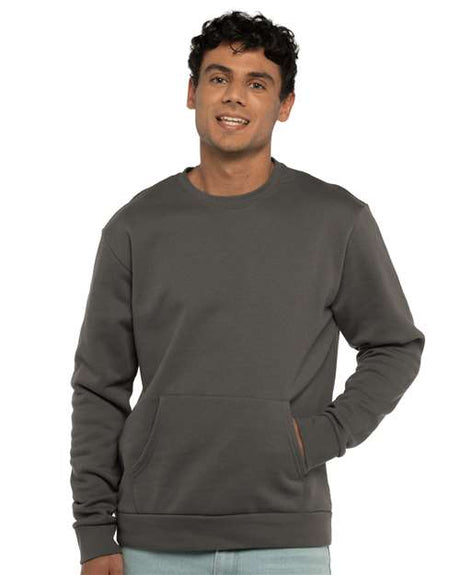 Next Level Unisex Santa Barbara Pocket Crewneck Sweatshirt - Next Level 9001 Heavy Metal XS Crewneck Sweatshirts