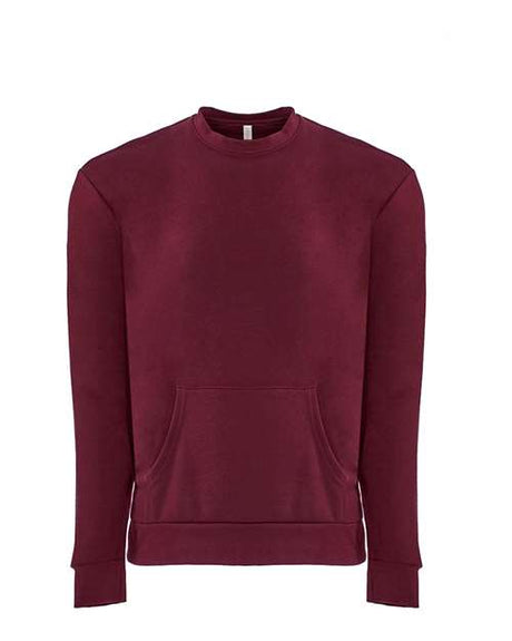 Next Level Unisex Santa Barbara Pocket Crewneck Sweatshirt - Next Level 9001 Maroon XS Crewneck Sweatshirts