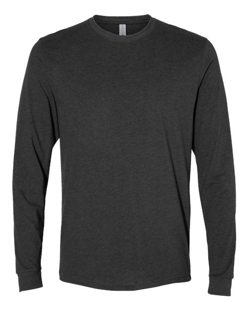 Next Level Unisex Sueded Long Sleeve T-Shirt - Next Level 6411 Heather Charcoal XS Long Sleeve T-Shirts