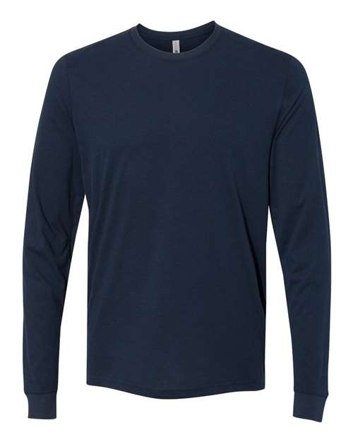 Next Level Unisex Sueded Long Sleeve T-Shirt - Next Level 6411 Midnight Navy XS Long Sleeve T-Shirts