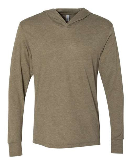 Next Level Unisex Triblend Hooded Long Sleeve Pullover T-Shirt - Next Level 6021 Military Green XS Short Sleeve T-Shirts