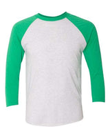 Next Level Unisex Triblend Three - Quarter Raglan T-Shirt - Next Level 6051 Envy Sleeves/ Heather White Body XS Short Sleeve T-Shirts